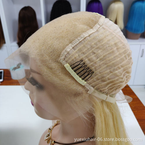 613 Color Straight Human Hair Lace Front Wigs Pre Plucked Peruvian Virgin Hair Glueless Lace Wig with Baby Hair